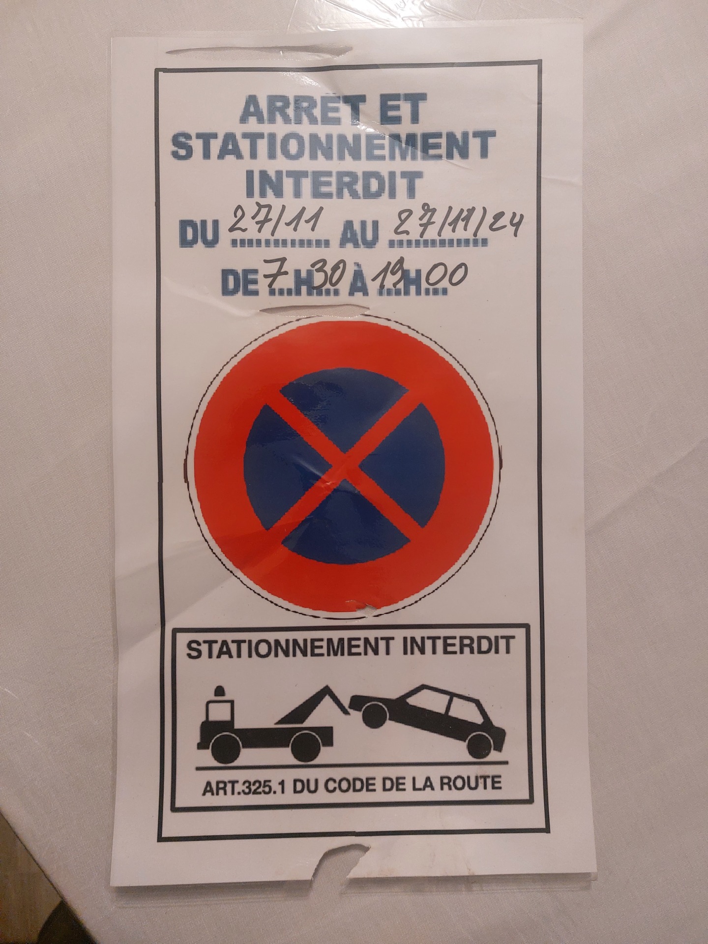 Autorisation de la mairie pour déposer une benne 20m3 dib à (fegersheim) après arrêté préfectoral. 